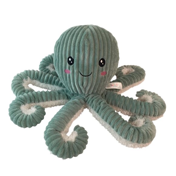Spark Create Imagine Green Octopus Plush 12" Ribbed Stuffed Animal Toy Rattle - Picture 1 of 8